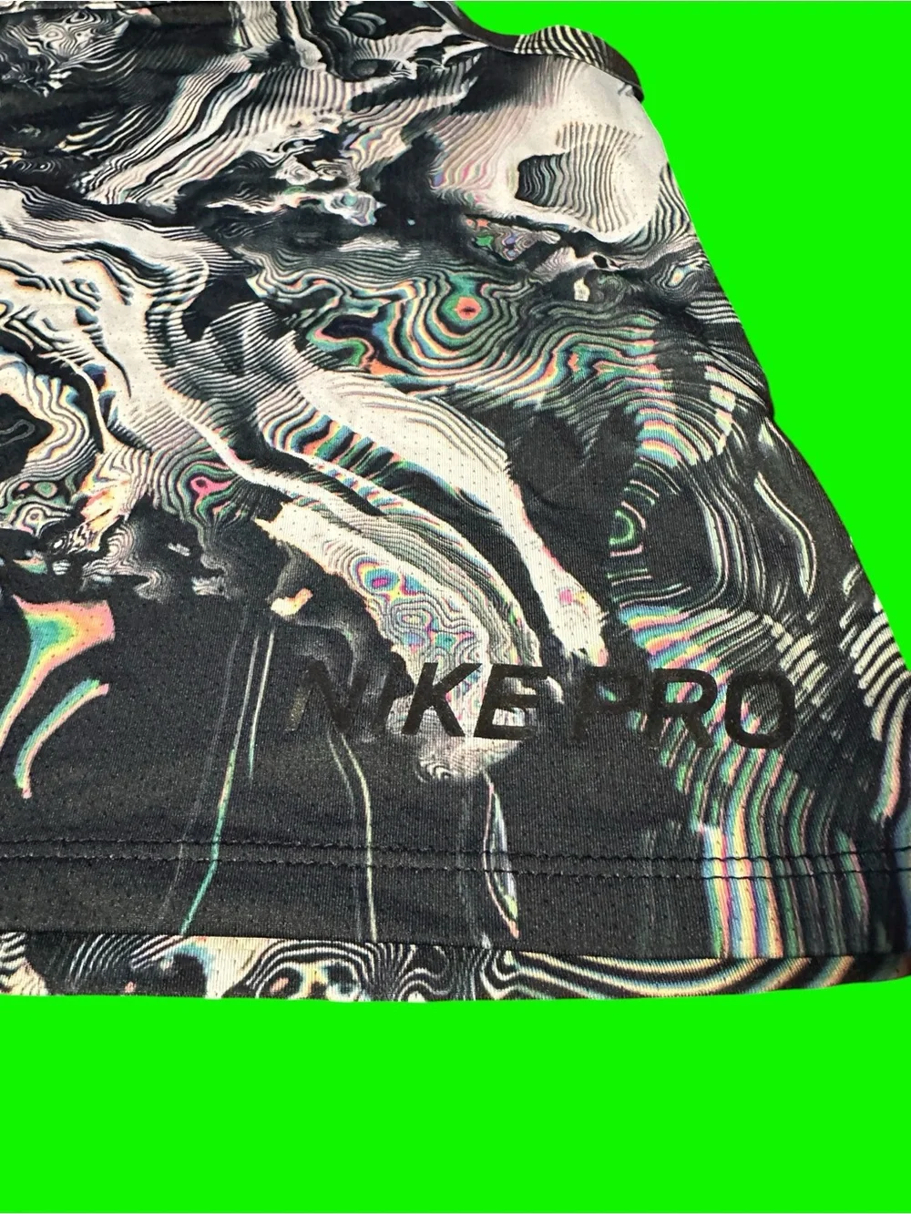 Nike Black & White/ Rainbow Marble-Print Racerback Crop Top